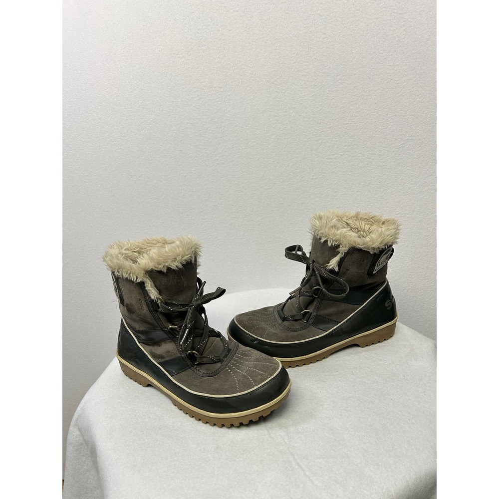 Winter Snow Sorel Womens 10 Shale Grey Waterproof Faux Fur Winter Carnival Boots